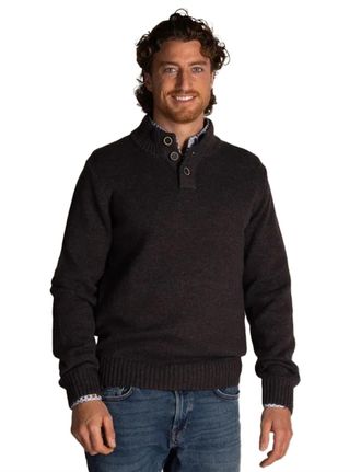 N-Z-A- NEW ZEALAND AUCKLAND Normale fit bruin Adan NZA half zip knopen