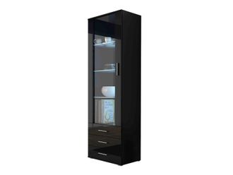 Mirjan24 Mobilier1 - Estanter&iacute;a Tornola 102, Negro + Negro Brillante, Cerrable, Con Cajones, Con Puertas, Vidrio, Aglomerado Laminado, N&uacute;mero De Puertas: 0, N&uacute;