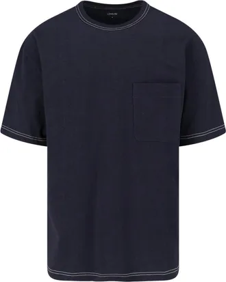 Christophe Lemaire Black Crew Neck Contrast Stitch T-Shirt