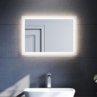 Sonni Espejo Ba&ntilde;o Con Luz 50x70 Cm Blanco C&aacute;lido 4000k Espejo De Ba&ntilde;o Led Con Interruptor De Pared,ip44 Bajo Consumo - Sonni