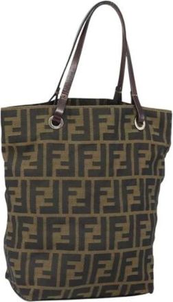 Fendi Pre-owned Tote Bags, female, Brown, Size: ONE SIZE Pre-owned Canvas Tote Bag