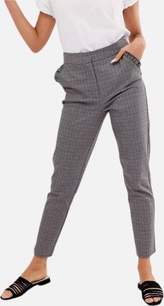 Brave Soul Womens BRAVE SOUL Womens Check Trousers Stretch Ladies Office Party Casual Slim Bottoms - Grey - Size: 10