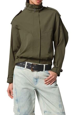 Apparis Thea Balloon Sleeve Rain Jacket in Desert Green at Nordstrom, Size Medium