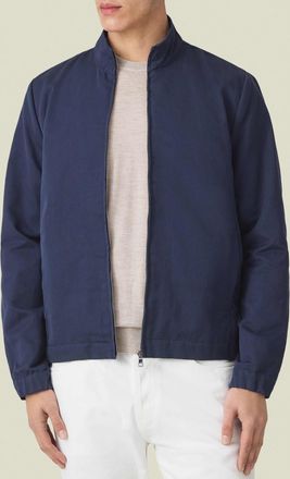 Luca Faloni Midnight Blue Linen-Cotton Bomber Jacket