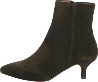 Anthology Paris Suede Enkellaars Hoge Hak - Dames - Laarzen met Hak - Groen - 39 1/2 EU - Su&egrave;de - Schoenen