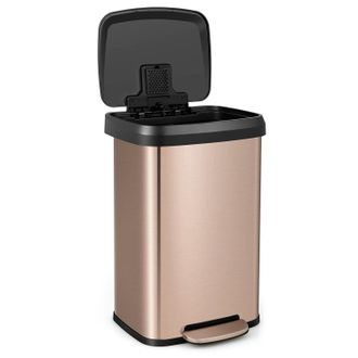 Costway Costway - Cubo De Basura Cocina, Papelera Cocina Con Tapa De Metal, Basurero A Prueba De Huellas Dactilares, Cubo De Reciclaje Con Pedal Para Hogar, O