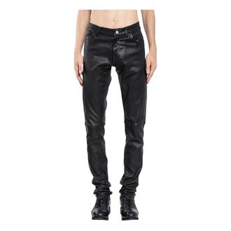 Giorgio Brato Leather Trousers, male, Black, XL, Coated Lambskin 5 Pocket Trousers