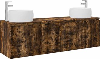vidaXL Juego De Muebles De Ba&ntilde;o 3 Uds. Roble Ahumado Vidaxl