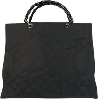 Gucci Pre-owned Bamboo Nylon Tote Handbag - Dames - Vintage Shopper - Zwart - ONE Size - Nylon - Vintage