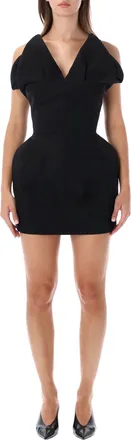 Magda Butrym Sculptural Hourglass V-Neck Mini Dress