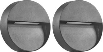 Beliani Beliani - Conjunto De 2 L&aacute;mparas Led De Exterior Fabricadas En Metal En Color Negro Pompton