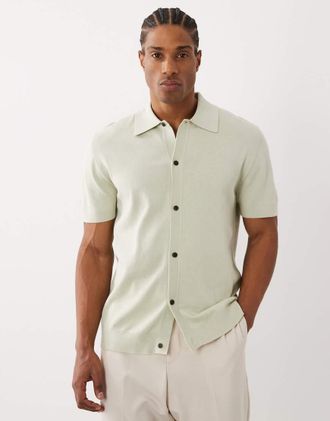 Farah Poplar - Polo a maniche corte in maglia verde chiaro con logo