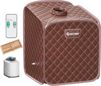 Costway Costway Sauna De Vapor Port&aacute;til, Tienda De Sauna Plegable De 2l Con Silla, 9 Niveles De Temperatura Ajustable, Fumigaci&oacute;n 1050w, Spa Individual, Desin