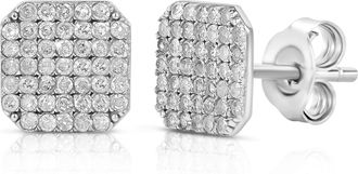 MAX + STONE 10k White Gold 0.26ct Diamond Square Cluster Stud Earrings