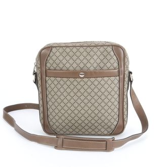 Gucci Brown Leather Coated Canvas Messenger Bag Shoulder Bag (Pre-Owned)