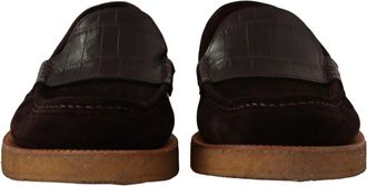 Dolce & Gabbana Mens Crocodile And Suede Loafer Brown Leather