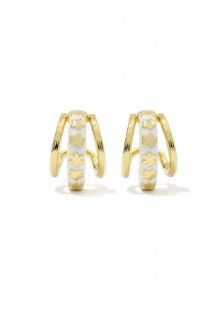 Kendra Scott Womens Jane Huggie Earrings In Gold/white Enamel