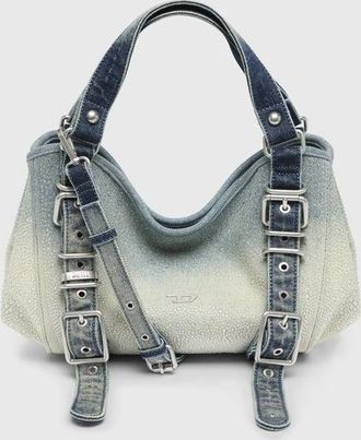 Diesel D-One-Small top-handle bag in crystal solarised denim - Handbags - Woman - Blue