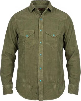 CHESAPEAKE'S Flagstaff Western Shirt - Heren - Casual Overhemden - Groen - 2XL - Leer - Overhemden