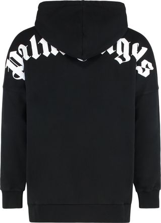 Palm Angels Mens Hooded Sweatshirt With Logo Black Cotton Jumpers Sweater