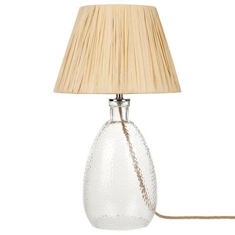 Beliani L&aacute;mpara De Mesa De Vidrio Transparente Natural 54 Cm Pantalla Papel Blanco
