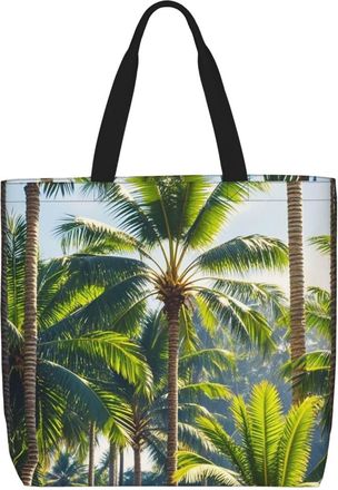 Generic Palm Trees Carry Bag Reusable Shoulder Bag Waterproof Shoulder Bags For Daily Use College Casual