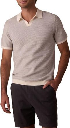 The Normal Brand Robles Birds Eye Polo in Cream/Grey at Nordstrom, Size Medium