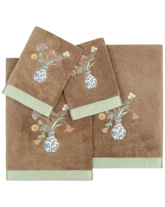 Linum Home Textiles 100% Turkish Cotton Stella 4Pc Embellished Towel Set