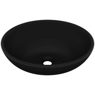 vidaXL Lavabo De Lujo Ovalado Cer&aacute;mica Negro Mate 40x33 Cm Vidaxl