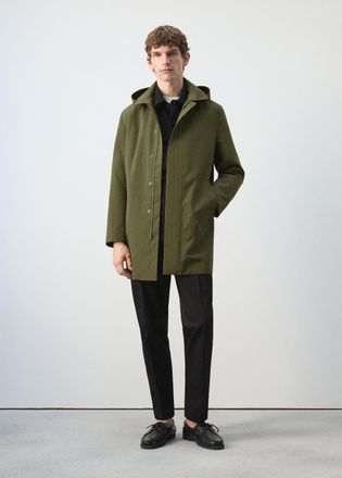 Mango Parka water-repellent cappuccio staccabile oliva - Uomo - XXL - MANGO MAN