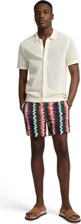 Onia Crochet Knit Button Up Short Sleeve Shirt in Egret at Nordstrom, Size Medium