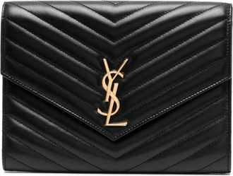Saint Laurent Cassandre matelassé leather clutch bag - women - Lambskin - One Size - Black