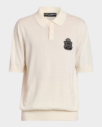 Dolce & Gabbana Mens Cotton Heraldic Crest Polo Shirt