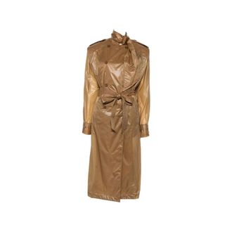 Saint Laurent Lavalli&egrave;re Trench Coat - female - Saint Laurent - Belted Coats - Brown - M - Coats