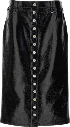 Courr&egrave;ges Black Solid Midi Skirt