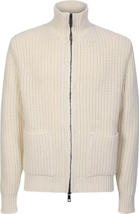 Original Vintage Gezellig Gebreide Half-Zip Trui - Heren - Vesten - Wit - L - Truien & Vesten