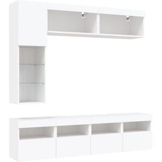 vidaXL Vidaxl - Mueble De Pared De Tv Con Luces Led 7 Piezas Blanco