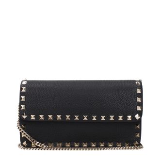 Valentino Garavani Damens Pochette aus schwarzem Leder