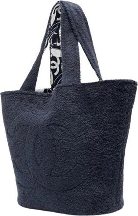 Chanel Navy/White Camlia Print Terry Bag, Towel And Pouch