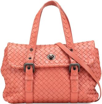 Bottega Veneta Pre-owned Bottega Veneta Leather Intrecciato Flap Satchel B02112134U