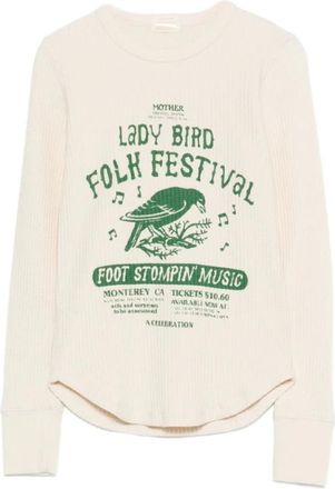 Mother Truien & Vesten, Dames, Beige, S, Wafel Gebreide Trui