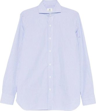 Borrelli Napoli Nando shirt - Heren - Zakelijke Overhemden - Blauw - M - Katoen - Overhemden
