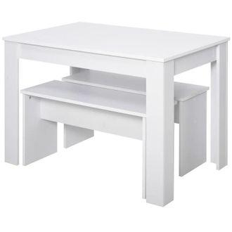 HOMCOM Bench Dining Set - White | TJ Hughes