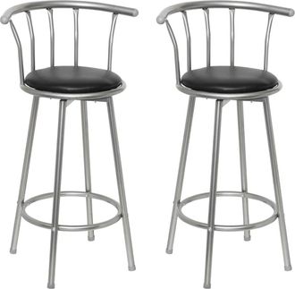 vidaXL Taburetes De Cocina 2 Unidades Cuero Sint&eacute;tico Negro Vidaxl