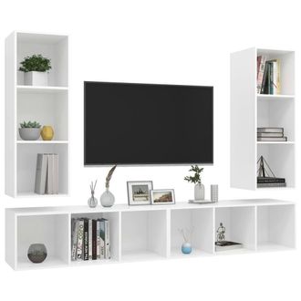 Berkfield Home Practical Wall-mounted TV Cabinets 4 pcs White Engineered Wood