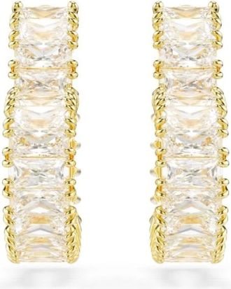 Swarovski Accessoires, Dames, Geel, ONE Size, Gouden Matrix Crystal Stud Oorbellen