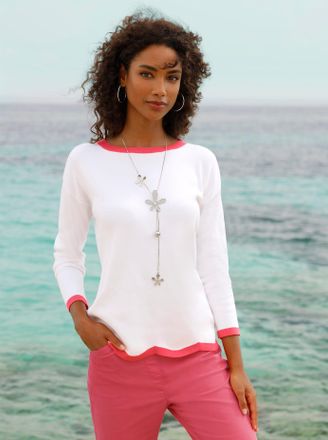 Heine Strickpullover HEINE Pullover, Damen, Gr. 34, ecru, 70% Viskose, 30% Polyamid, unifarben, Pullover Strickpullover