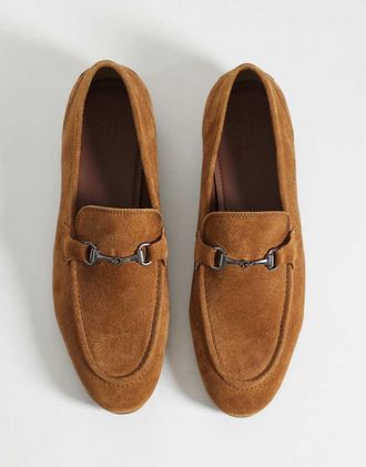 Asos Mocassini in camoscio color cuoio con morsetto-Marrone