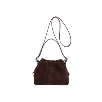 Generic Women Vintage Suede Handbags, Faux Suede Tote Handbags, Drawstring Bucket Bag, Slouchy Crossbody Shoulder Bag (Brown, One size)