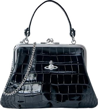 Vivienne Westwood Granny Frame Purse - Dames - Handtassen - Zwart - ONE Size - Katoen - Tassen
